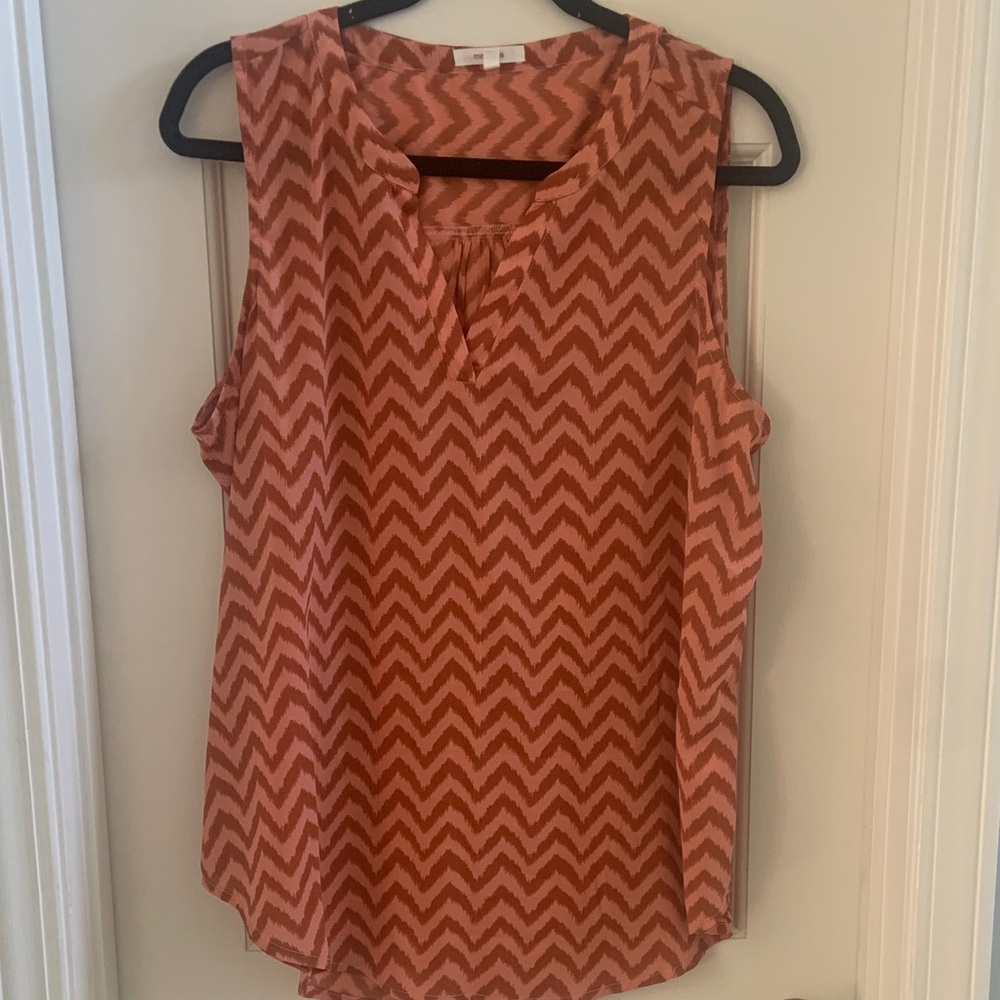 Maurices Zigzag Sleeveless Blouse - Orange and Brown